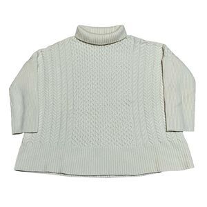 AYR Le Square Sweater Women's XS 100% Merino Wool Fisherman Cream Beige